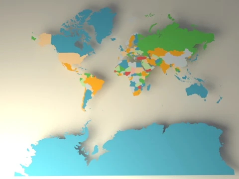 Worldmap Separated by Country 3D Model