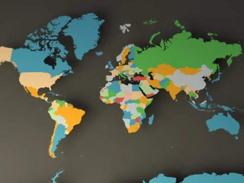 Worldmap Separated by Country 3D Model