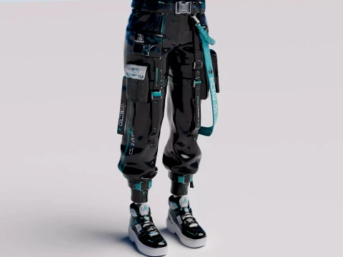 Futuristic Techwear Anime Girl free 3D Model
