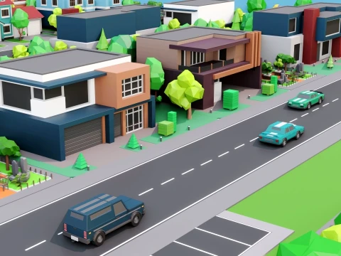 Low Poly City Pack 01 Collection free low-poly 3D Model