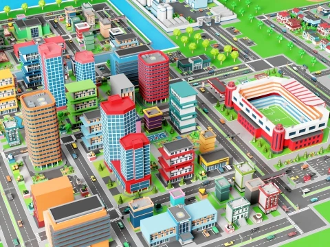 Low Poly City Pack 01 Collection free low-poly 3D Model