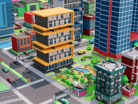 Low Poly City Pack 01 Collection free low-poly 3D Model