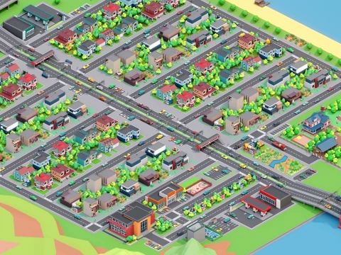 Low Poly City Pack 01 Collection free low-poly 3D Model