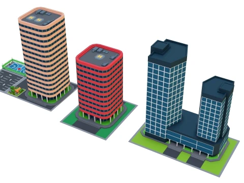 Low Poly City Pack 01 Collection free low-poly 3D Model