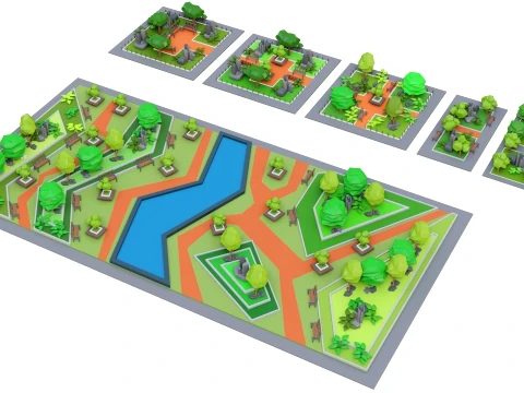 Low Poly City Pack 01 Collection free low-poly 3D Model