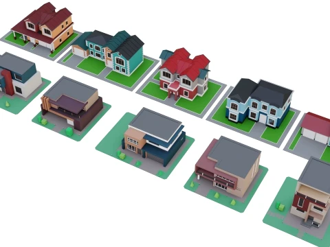 Low Poly City Pack 01 Collection free low-poly 3D Model