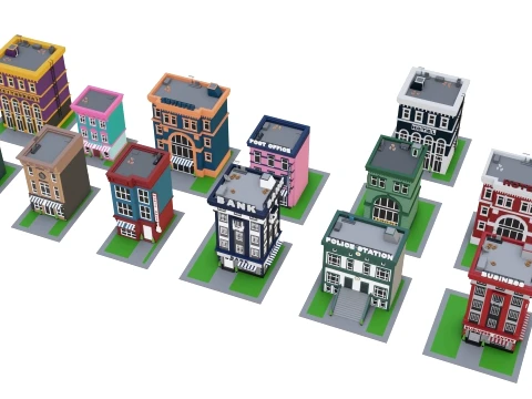 Low Poly City Pack 01 Collection free low-poly 3D Model