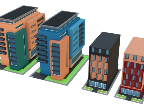 Low Poly City Pack 01 Collection free low-poly 3D Model