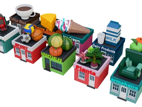 Low Poly City Pack 01 Collection free low-poly 3D Model