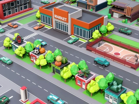 Low Poly City Pack 01 Collection free low-poly 3D Model