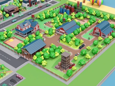 Low Poly City Pack 01 Collection free low-poly 3D Model
