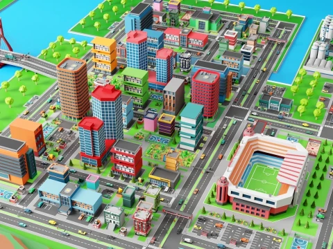 Low Poly City Pack 01 Collection free low-poly 3D Model