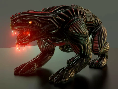 Alien Animal Re-Texture-Baked dans Blender-2-81a low-poly Modèle 3D