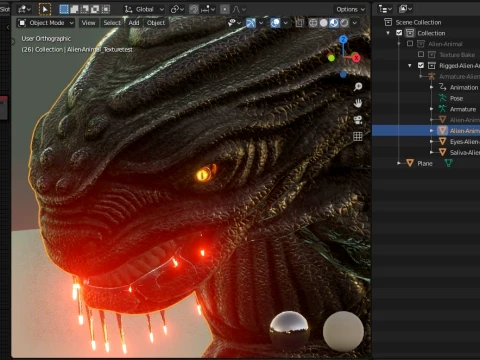 Alien Animal Re-Texture-Baked in Blender-2-81a low-poly 3D Model