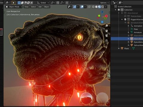 Alien Animal Re-Texture-Baked in Blender-2-81a low-poly 3D Model