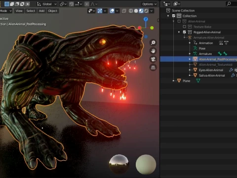 Alien Animal Re-Texture-Baked in Blender-2-81a low-poly 3D Model