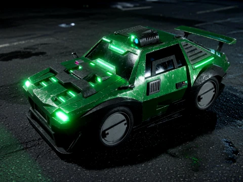 Green Bug Stylized Scifi Car 3D Model
