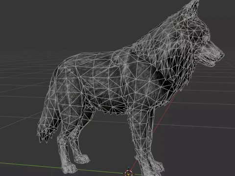 Rigged Low-Poly Gray Wolf low-poly 3D Model