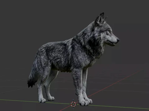 Rigged Low-Poly Gray Wolf low-poly 3D Model
