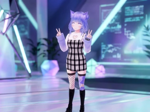 3D Anime Character cute Girl for Blender 3D Model