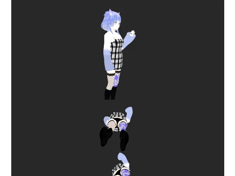 3D Anime Character cute Girl for Blender 3D Model