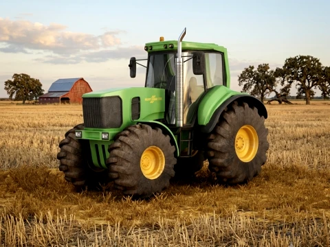John Deere 스타일 트랙터 농업용 차량 3D 모델