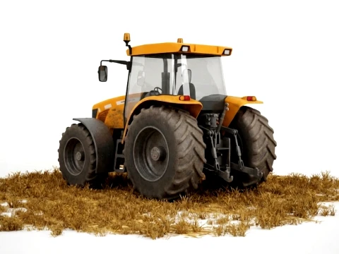 Orange Agricultural Tractor Farm Vehicle 3D Model