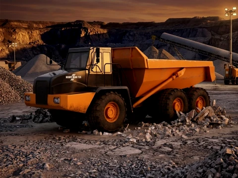 Heavy Dump Truck Mining Vehicle 3D Model