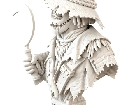 253D Printed Creepy Scarecrow Bust - Halloween Decor 3D Model