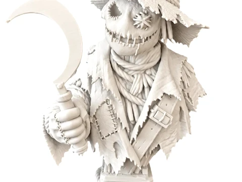 253D Printed Creepy Scarecrow Bust - Halloween Decor 3D Model