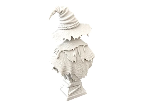 253D Printed Creepy Scarecrow Bust - Halloween Decor 3D Model