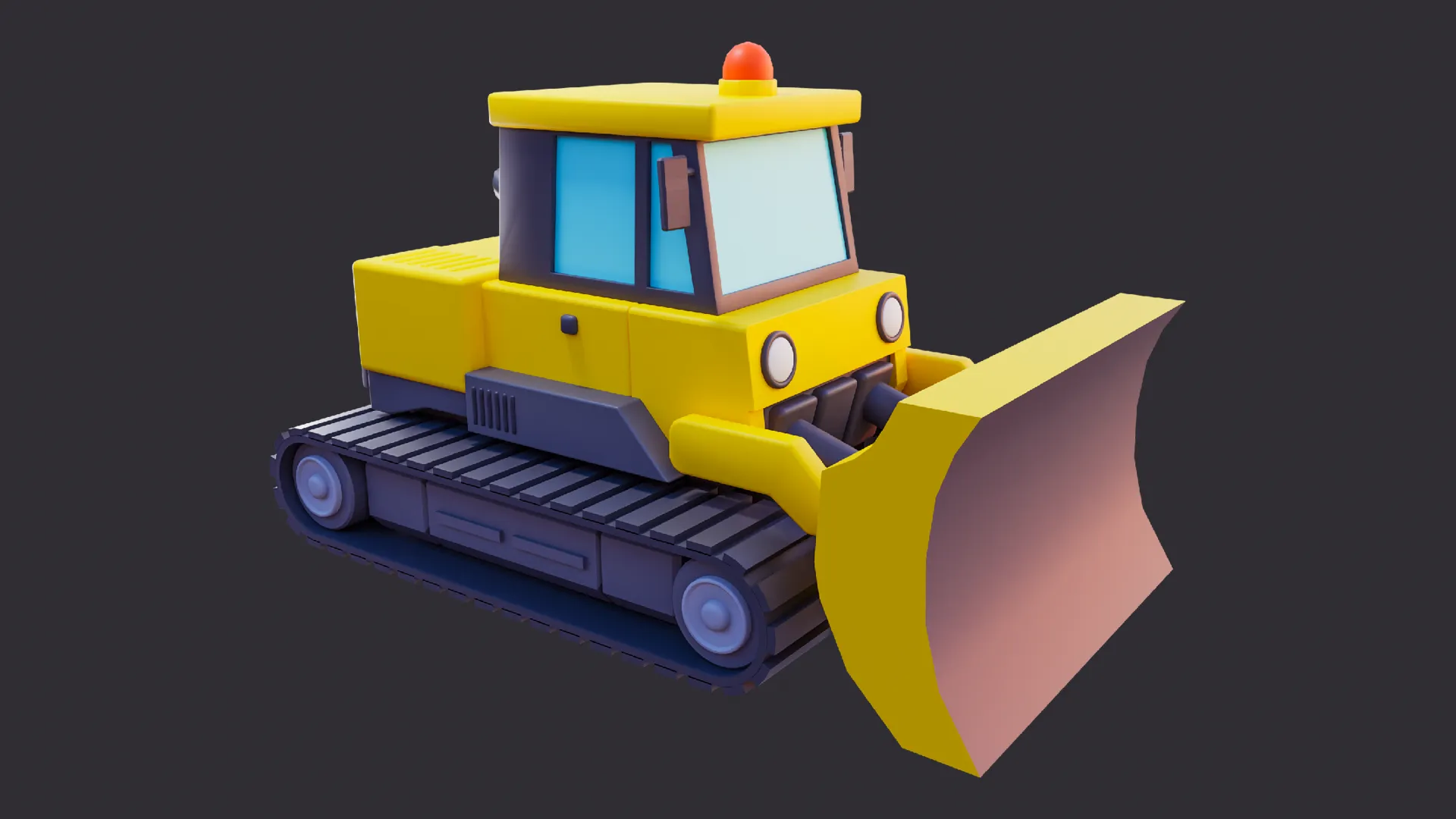 Low Poly Industrial Construction Bulldozer 3D Model .c4d .max .obj .3ds .fbx .stl .blend