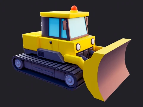 Низький Poly промислового будівництва бульдозер 3D Модель