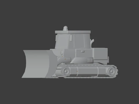 Low Poly Industrial Construction Bulldozer 3D Model