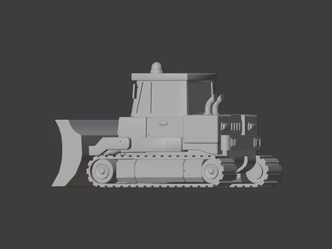Low Poly Industrial Construction Bulldozer 3D Model