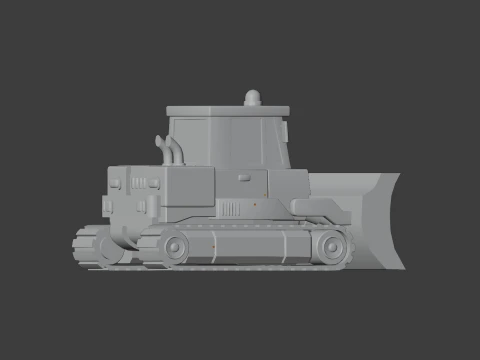 Low Poly Industrial Construction Bulldozer 3D Model