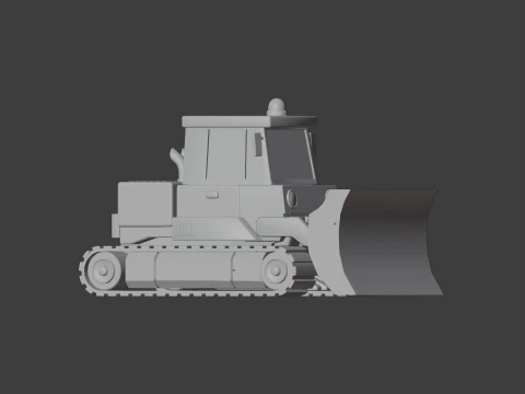 Low Poly Industrial Construction Bulldozer 3D Model