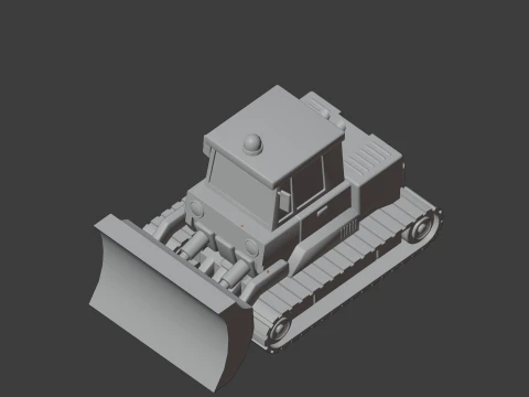 Low Poly Industrial Construction Bulldozer 3D Model