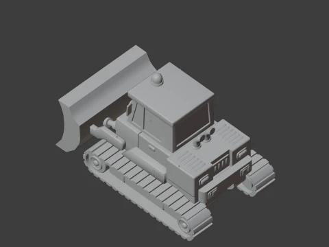 Low Poly Industrial Construction Bulldozer 3D Model