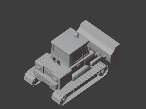 Low Poly Industrial Construction Bulldozer 3D Model