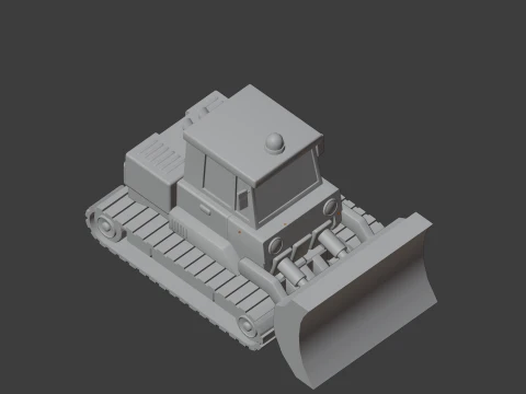 Low Poly Industrial Construction Bulldozer 3D Model