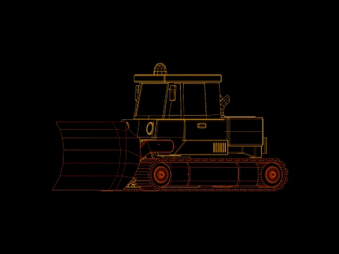 Low Poly Industrial Construction Bulldozer 3D Model