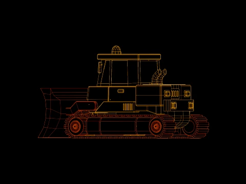 Low Poly Industrial Construction Bulldozer 3D Model