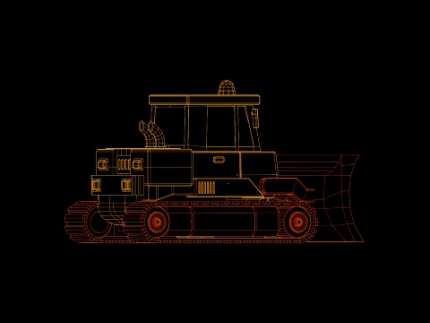 Low Poly Industrial Construction Bulldozer 3D Model