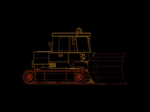 Low Poly Industrial Construction Bulldozer 3D Model