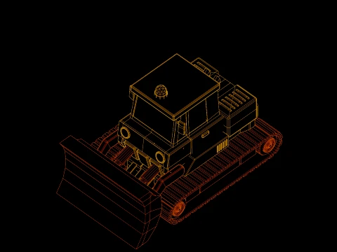 Low Poly Industrial Construction Bulldozer 3D Model