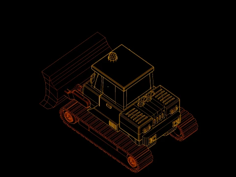 Low Poly Industrial Construction Bulldozer 3D Model