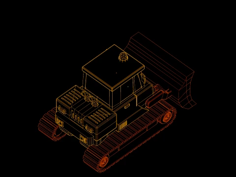 Low Poly Industrial Construction Bulldozer 3D Model