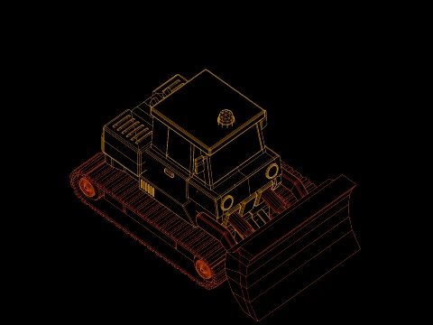 Low Poly Industrial Construction Bulldozer 3D Model