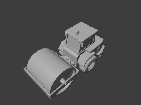 Low Poly Construction Road Roller 3D Model